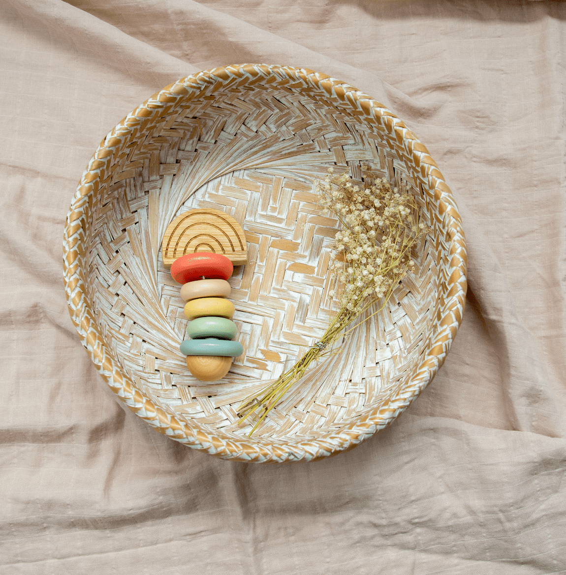 Birch & Bug Pastel Rainbow Teether and Rattle - Rattle