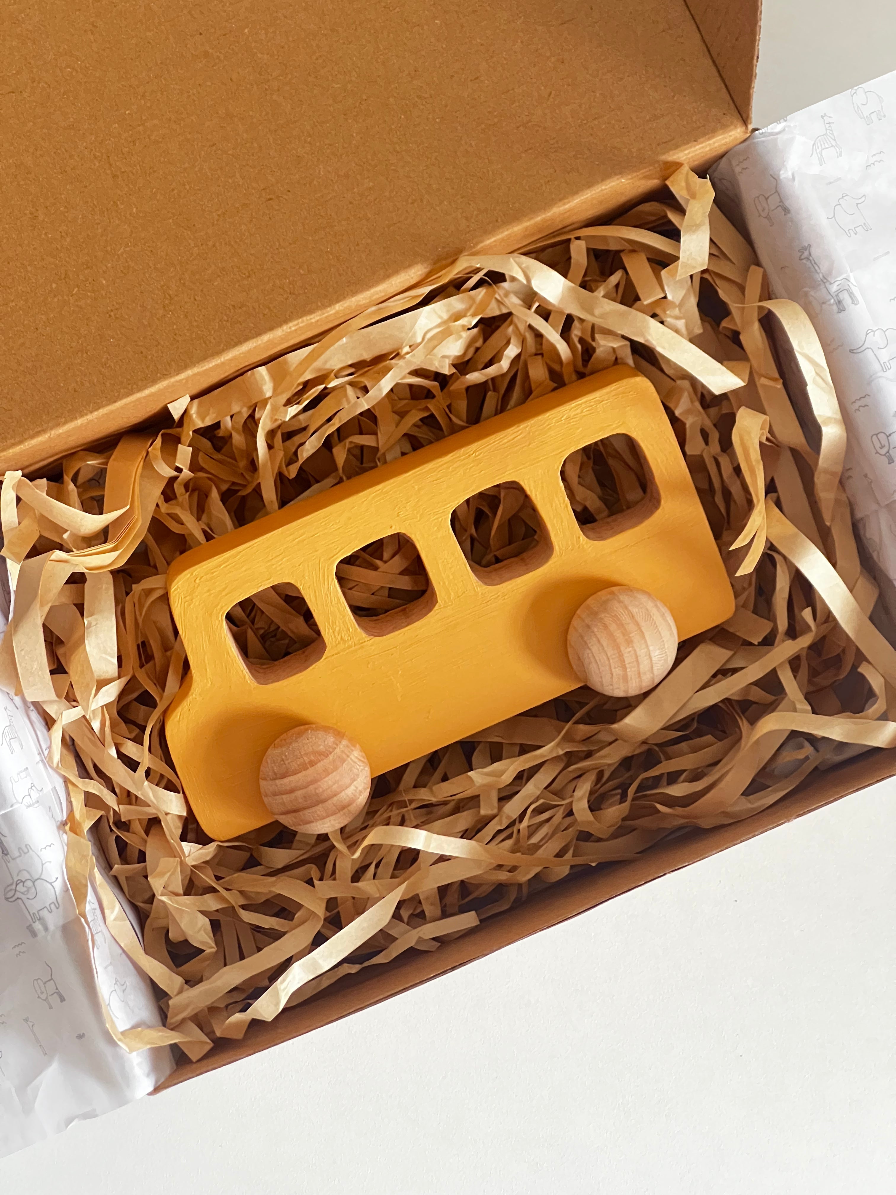 Birch & Bug School Bus Roller Toy - 1+ years - Wooden Vehicles