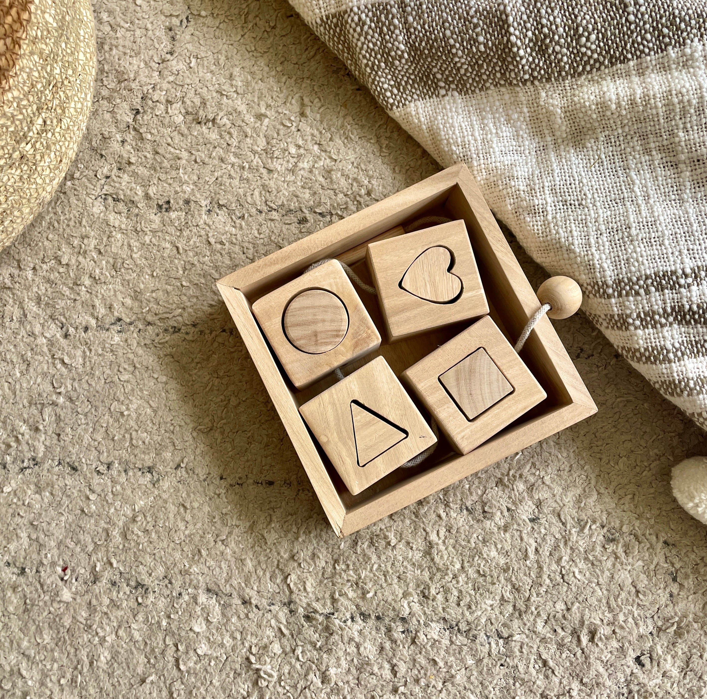 Birch & Bug Shapes Lacing Toy - Natural - Wooden Puzzles