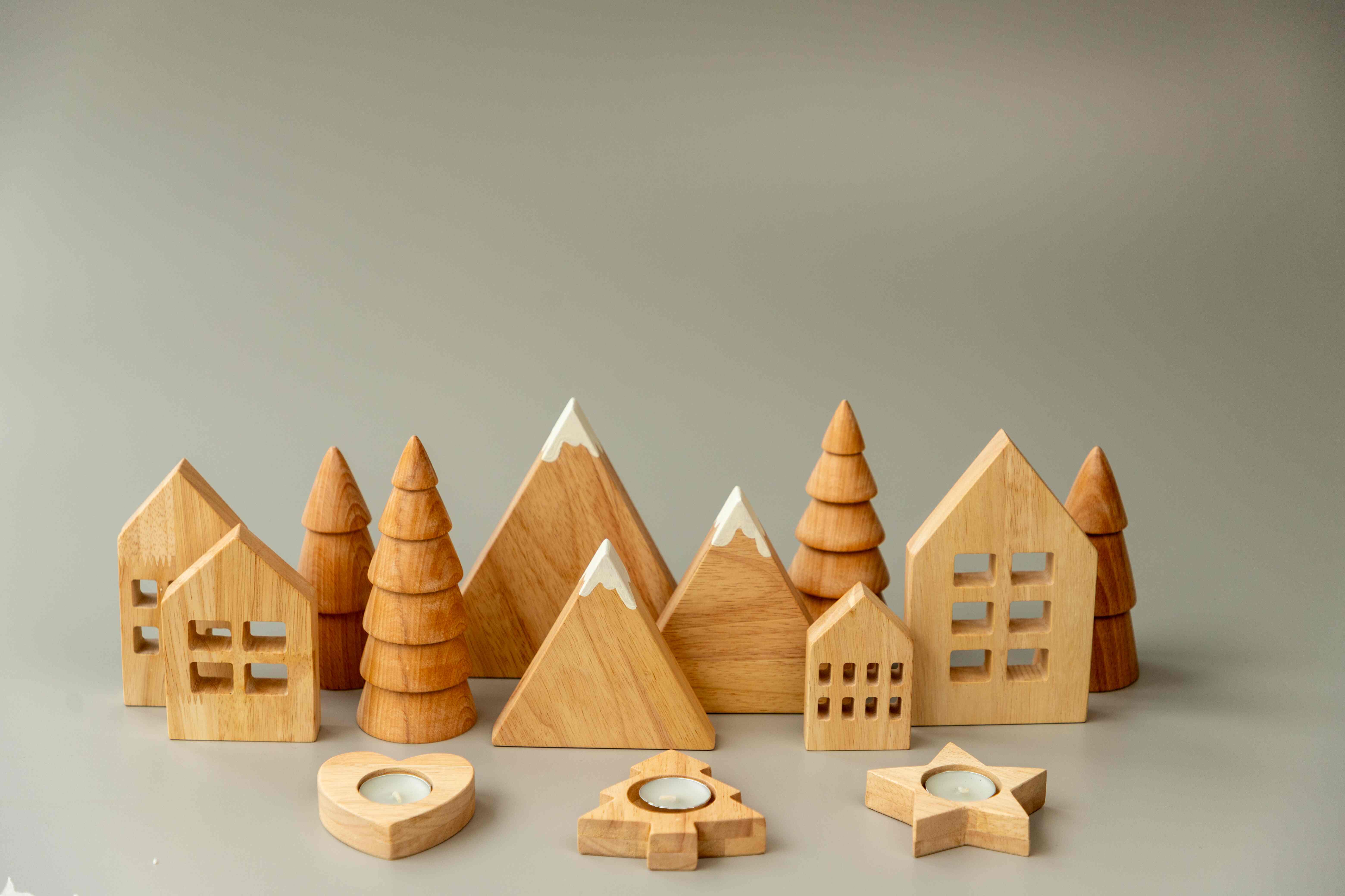 Birch & Bug Snowy Peak Mountains Set of 3 - Wooden Toys