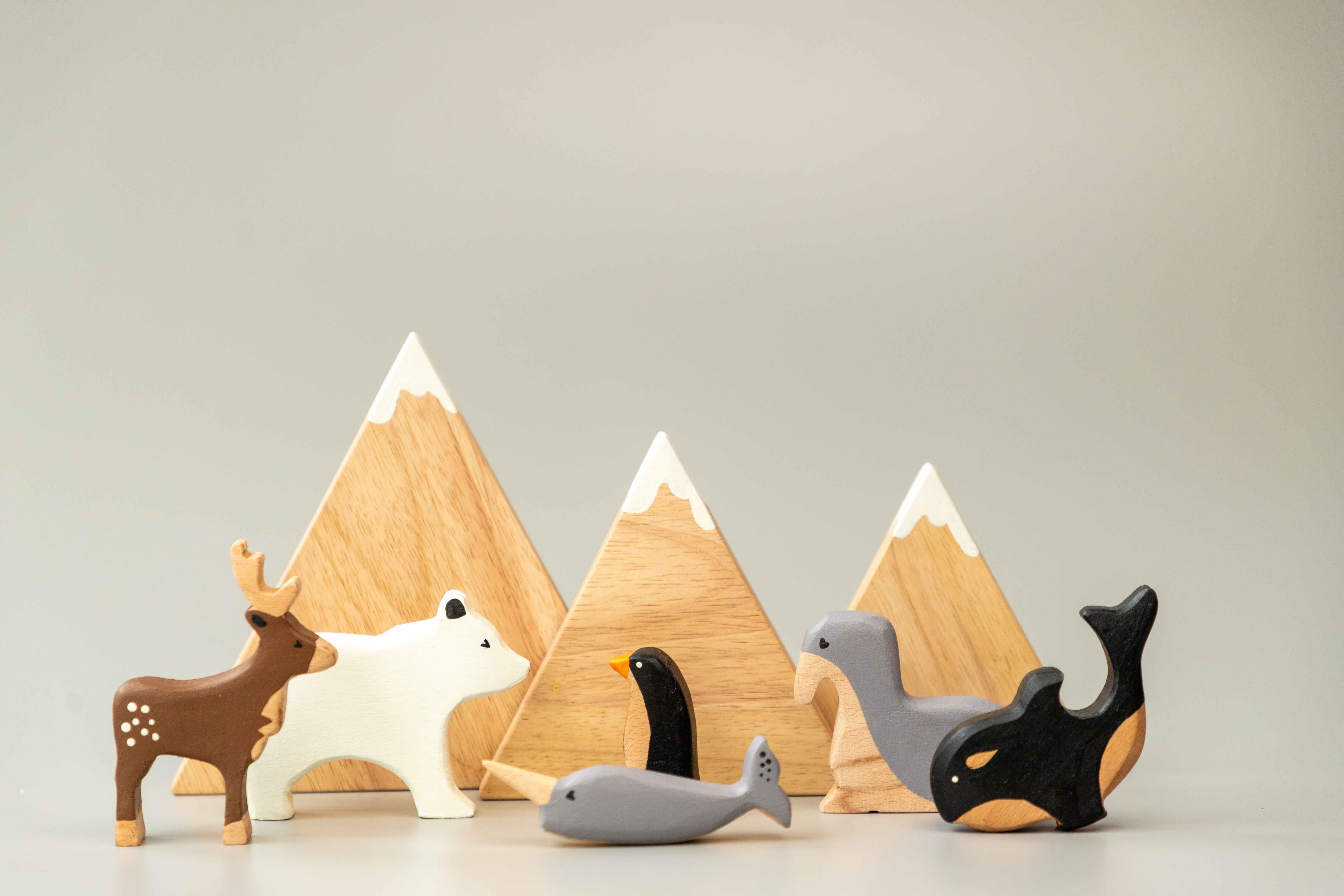 Birch & Bug Snowy Peak Mountains Set of 3 - Wooden Toys
