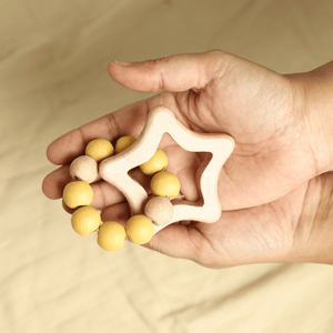 Birch & Bug Star Teether with Beads - Wooden Toy