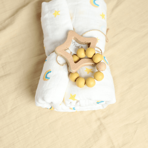Birch & Bug Star Teether with Beads - Wooden Toy