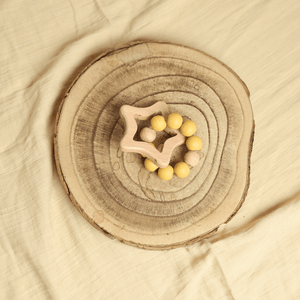 Birch & Bug Star Teether with Beads - Wooden Toy