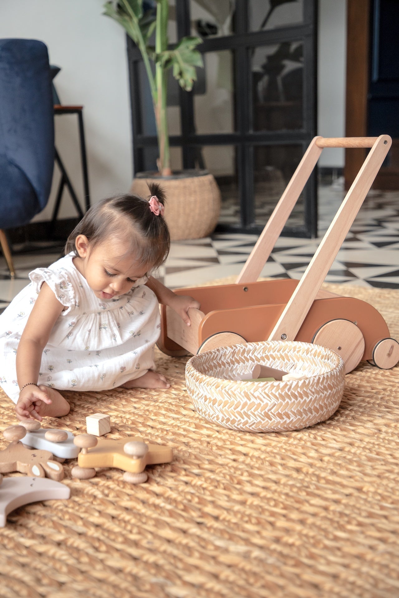 Birch & Bug SteadyStep Wooden Walker with Treasure Basket - Push & Pull Toys