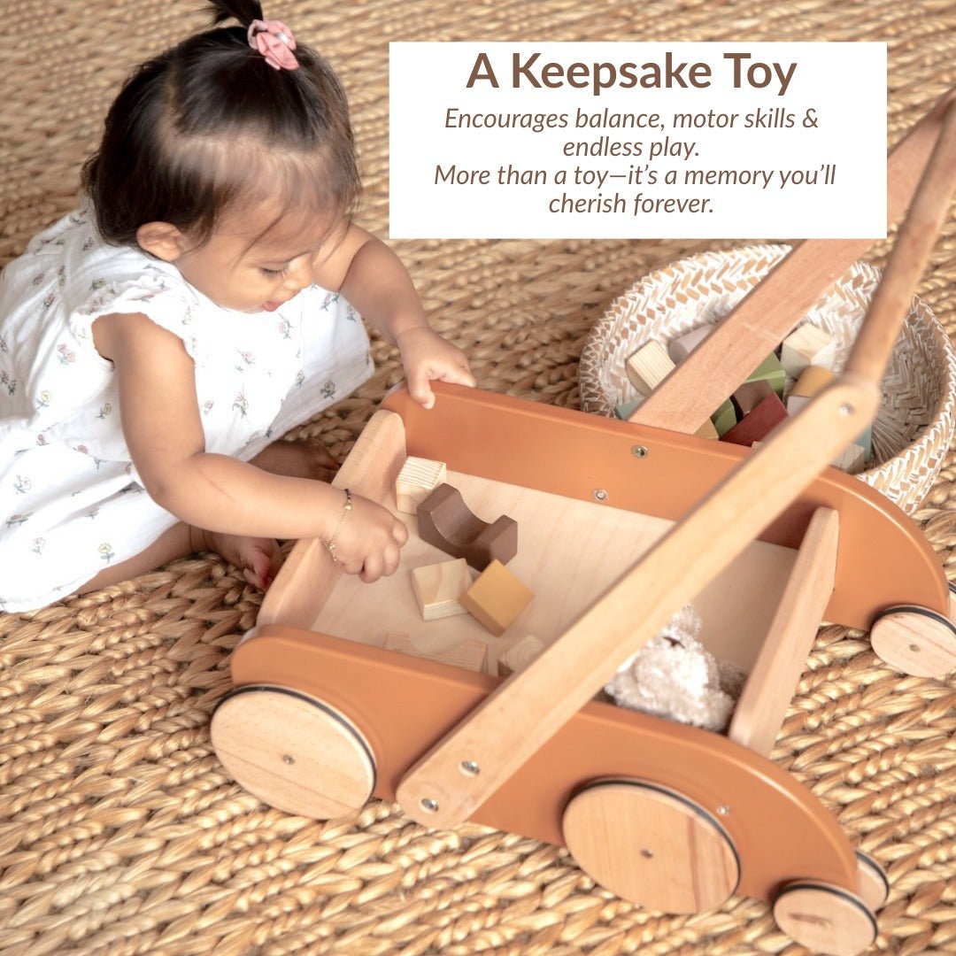 Birch & Bug SteadyStep Wooden Walker with Treasure Basket - Push & Pull Toys