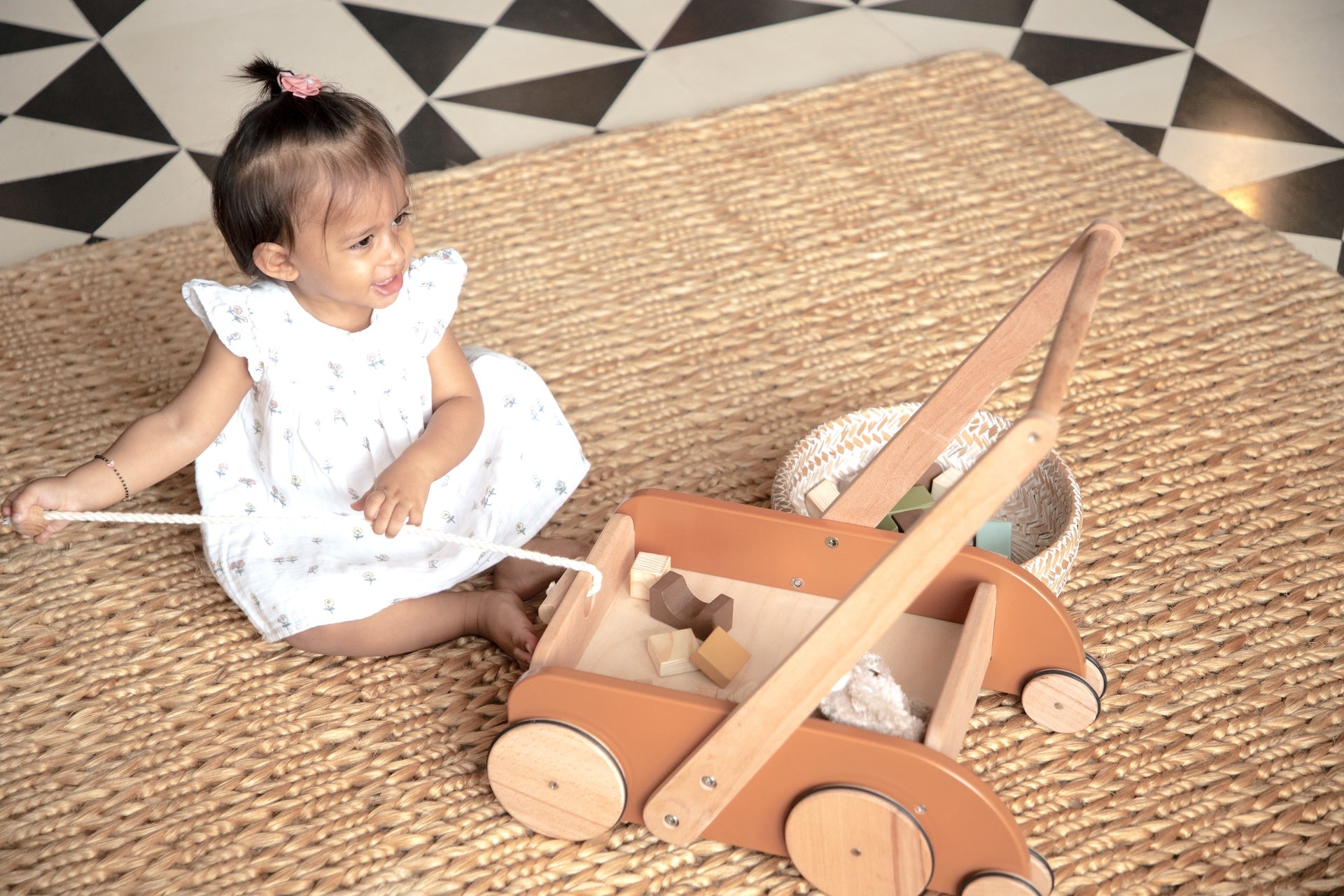 Birch & Bug SteadyStep Wooden Walker with Treasure Basket - Push & Pull Toys