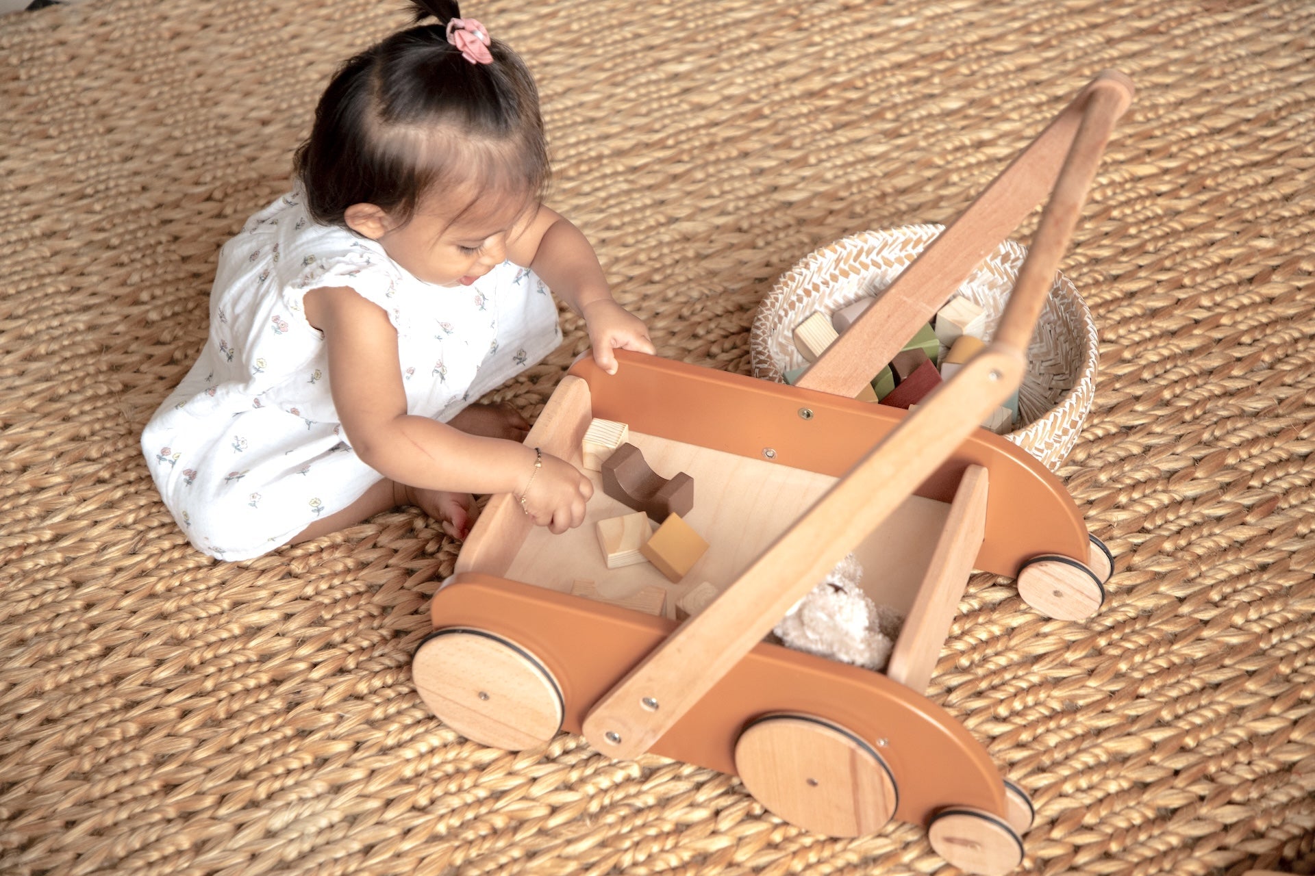 Birch & Bug SteadyStep Wooden Walker with Treasure Basket - Push & Pull Toys