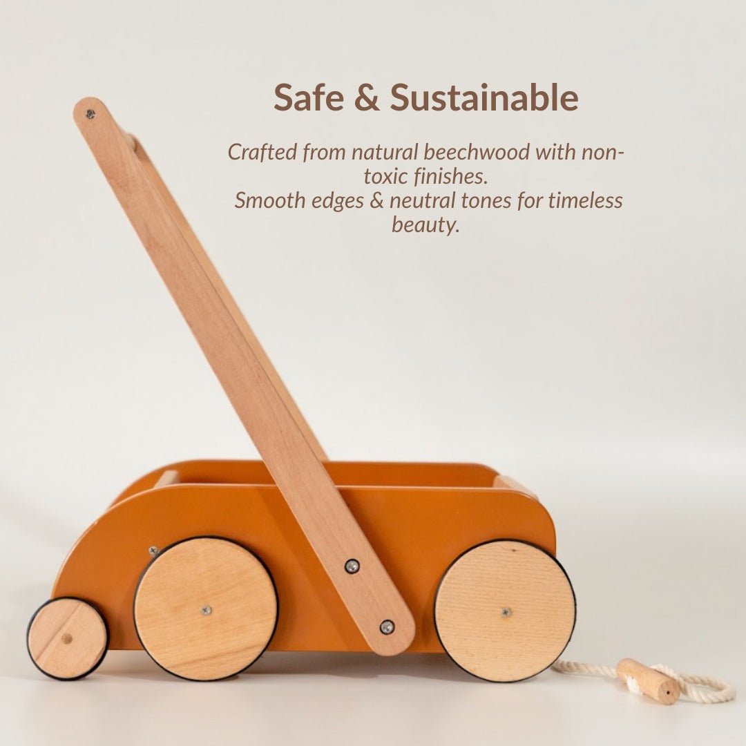 Birch & Bug SteadyStep Wooden Walker with Treasure Basket - Push & Pull Toys