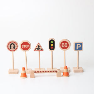 Birch & Bug Traffic Signs Set of 10 - Wooden Toy | The Mom Store - Wooden Toys