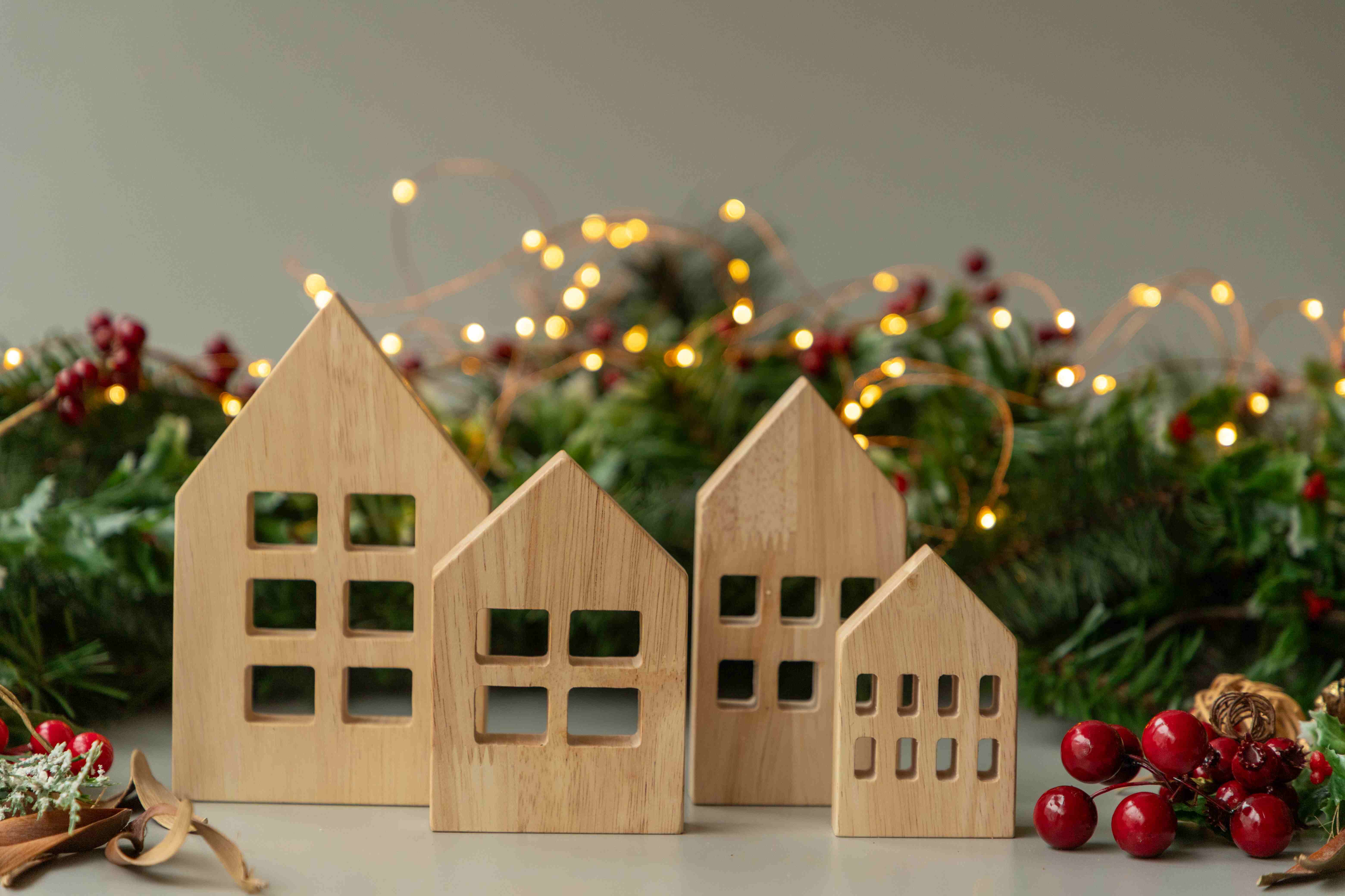 Birch & Bug Winter Village Houses Set of 4 - Wooden Toys