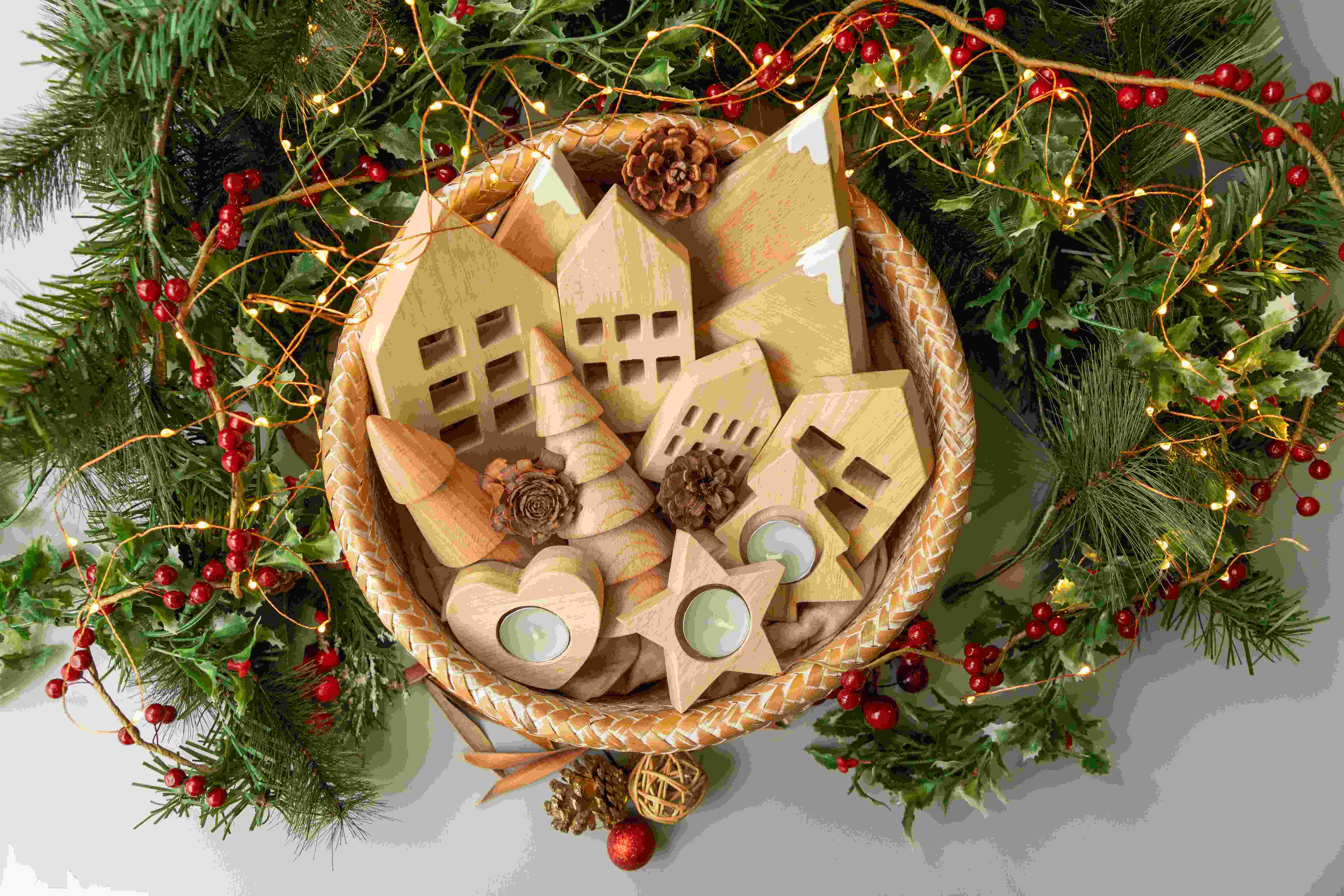 Birch & Bug Winter Village Houses Set of 4 - Wooden Toys
