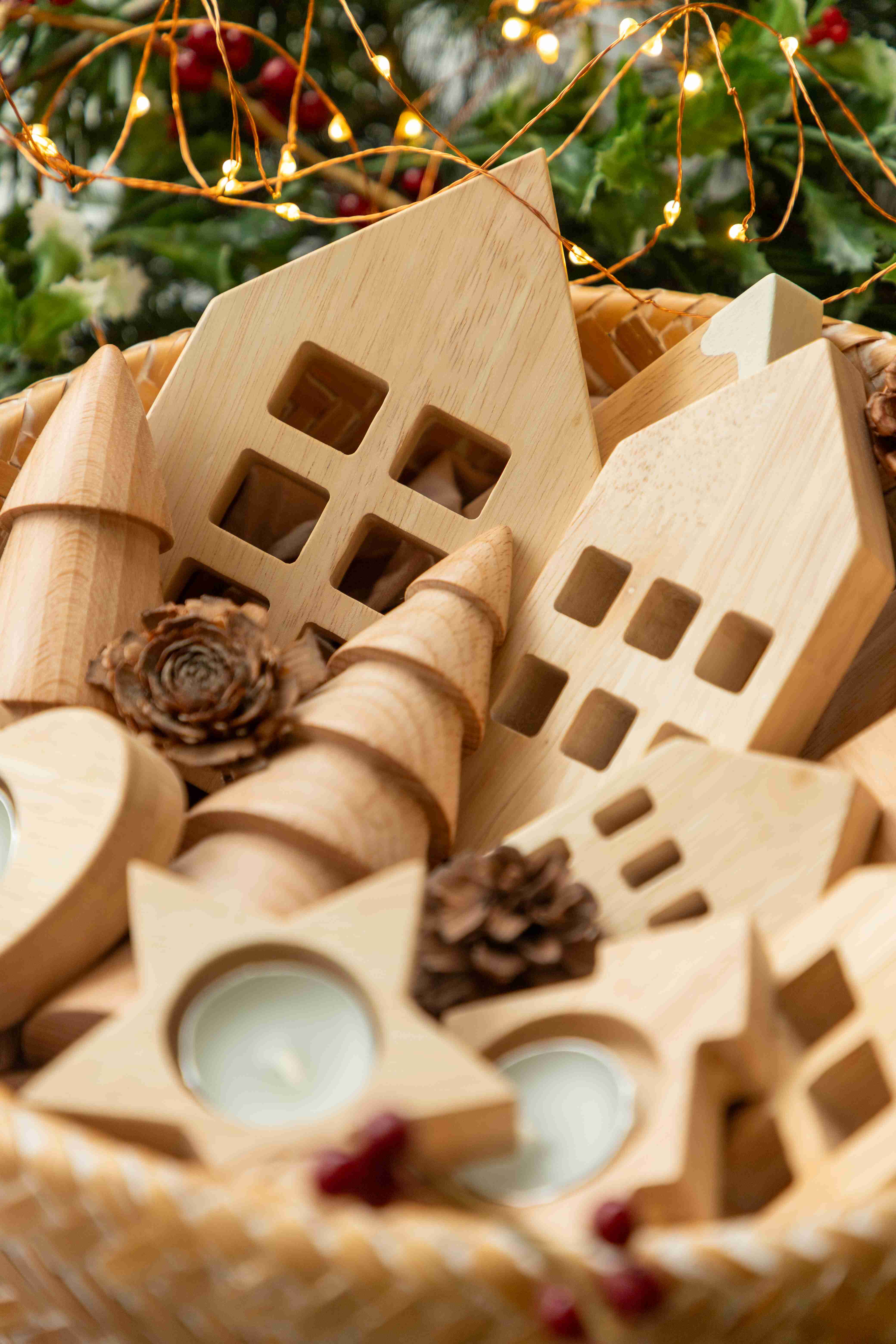 Birch & Bug Winter Village Houses Set of 4 - Wooden Toys