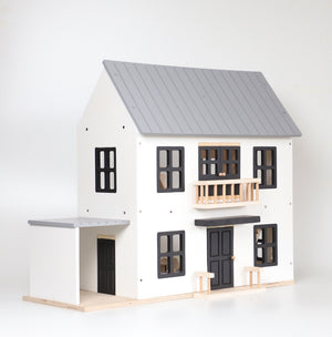 Birch WonderHome with Balcony and garage - 40pcs of furniture included - Pretend Play