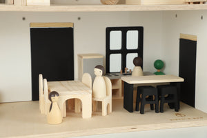 Birch WonderHome with Balcony and garage - 40pcs of furniture included - Pretend Play