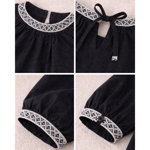 Blace Emroidered Neck Party Top for Girls - 3 - 4 Years Kids Clothing