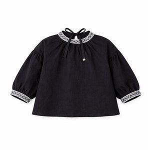Blace Emroidered Neck Party Top for Girls - 3 - 4 Years Kids Clothing