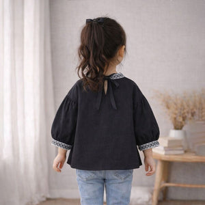 Blace Emroidered Neck Party Top for Girls - 3 - 4 Years Kids Clothing
