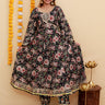 Black Block Print Anarkali Kurta Set - MEW - SC - BKBL - S
