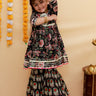 Black Block Print Girls Anarkali Sharara Set - KES - SC - BBLOG - 0 - 6
