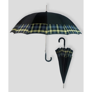 Black Checks Large Canopy Size Umbrella for Adults - Monsoon Wear
