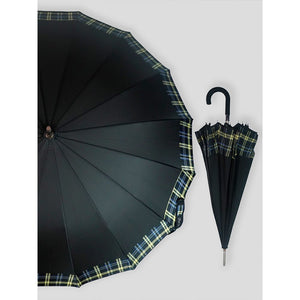 Black Checks Large Canopy Size Umbrella for Adults - Monsoon Wear
