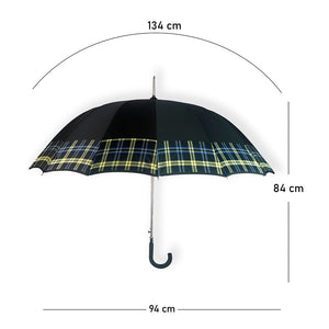 Black Checks Large Canopy Size Umbrella for Adults - Monsoon Wear