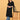 Full-length view of black embroidered maternity and nursing silk kurta with relaxed straight silhouette.