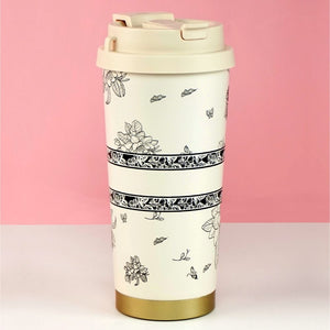 Black Floral Stainless Steel premium Insulated Detox Infuser Bottle with Tea and Fruit Infuser attachment, 520ml - Back To School