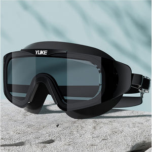 Black Full Glass panel styled Anti Fog UV Protection leakproof design Swim Goggles for Adults - Swim
