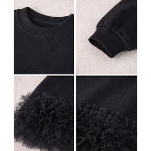 Black Fur Trim Party Top for Girls - 3 - 4 Years Kids Clothing