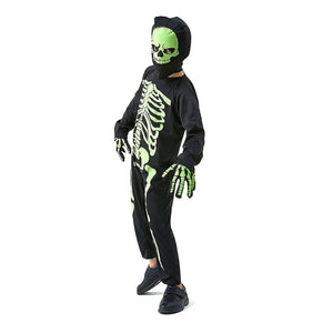 Black Green Luminous Skeleton Kids Halloween Costume - Little Surprise BoxBlack Green Luminous Skeleton Kids Halloween Costume