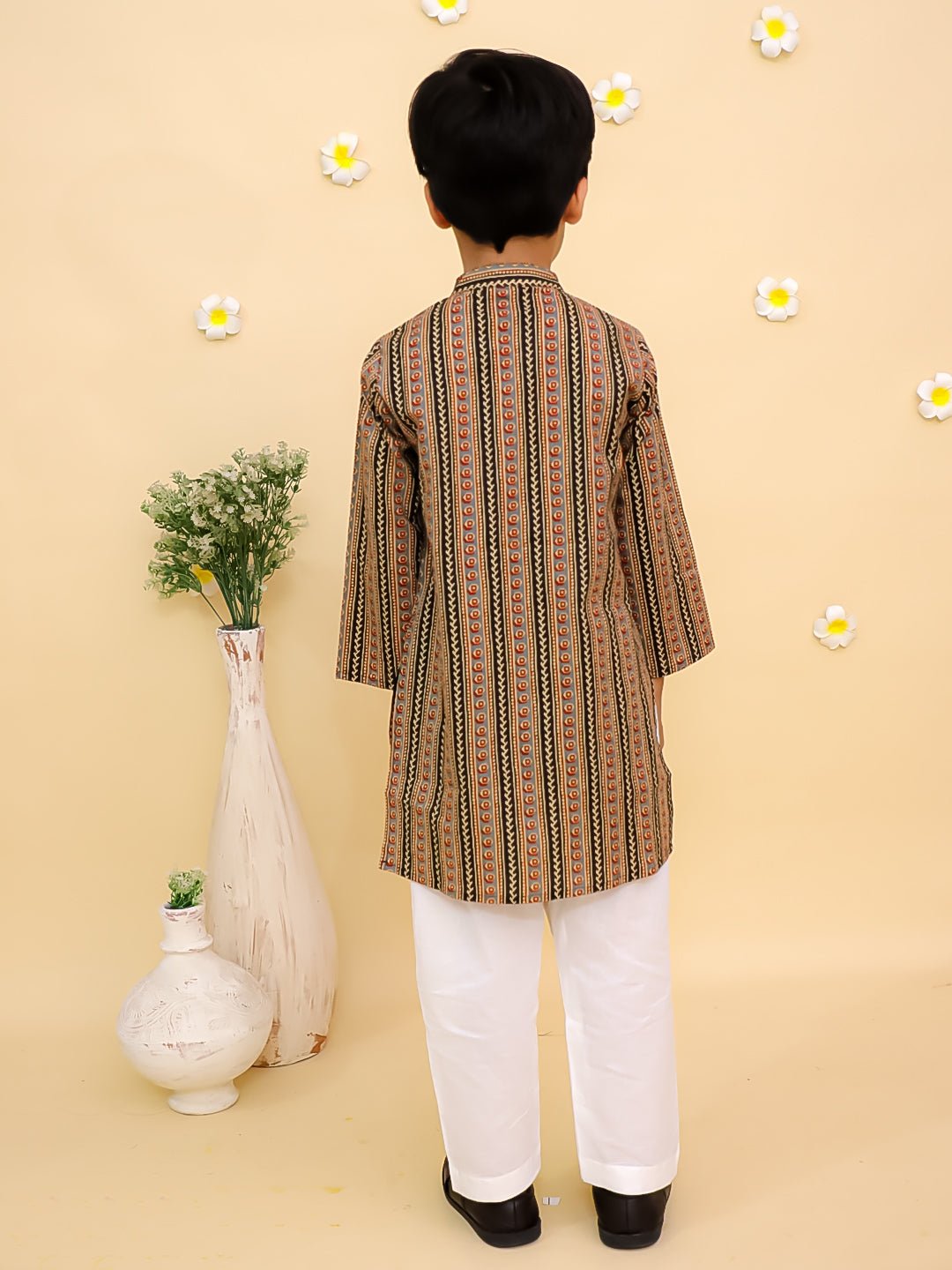 Black Kalamkari Boys Kurta Set - KES - RA - BLKBY - 0 - 6