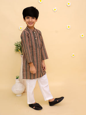 Black Kalamkari Boys Kurta Set - KES - RA - BLKBY - 0 - 6
