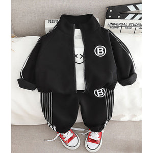 Black Letter B Monogram 3 Pcs Track Suit Set For Toddlers And Kids - 3 - 4 Years Kids Clothing
