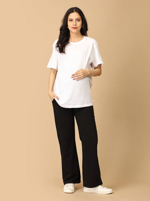 Black Maternity Knit Denims With Belly Support - Dark Wash - MDD - AN - BKDN - S