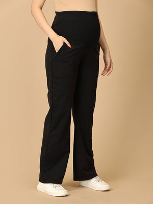Black Maternity Knit Denims With Belly Support - Dark Wash - MDD - AN - BKDN - S