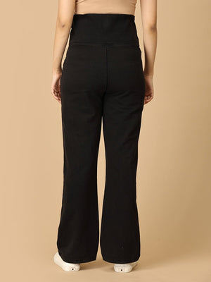 Black Maternity Knit Denims With Belly Support - Dark Wash - MDD - AN - BKDN - S