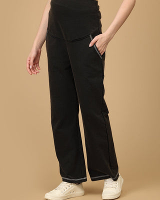 Black Maternity Knit Denims With Belly Support - Light Wash - MDD - AN - GYDN - S