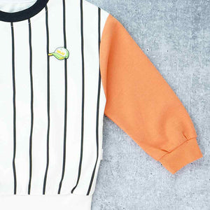 Black & Orange Colorblock Full Sleeves T-shirt for Kids - 3 - 4 Years Kids Clothing