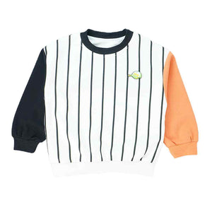 Black & Orange Colorblock Full Sleeves T-shirt for Kids - 3 - 4 Years Kids Clothing
