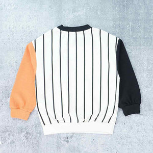 Black & Orange Colorblock Full Sleeves T-shirt for Kids - 3 - 4 Years Kids Clothing