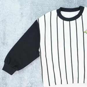 Black & Orange Colorblock Full Sleeves T-shirt for Kids - 3 - 4 Years Kids Clothing