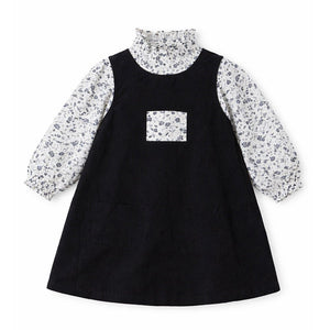 Black Pinafore style 2pcs Casualwear set for Girls - 3 - 4 Years Kids Clothing
