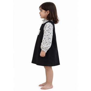 Black Pinafore style 2pcs Casualwear set for Girls - 3 - 4 Years Kids Clothing