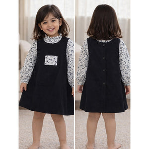 Black Pinafore style 2pcs Casualwear set for Girls - 3 - 4 Years Kids Clothing