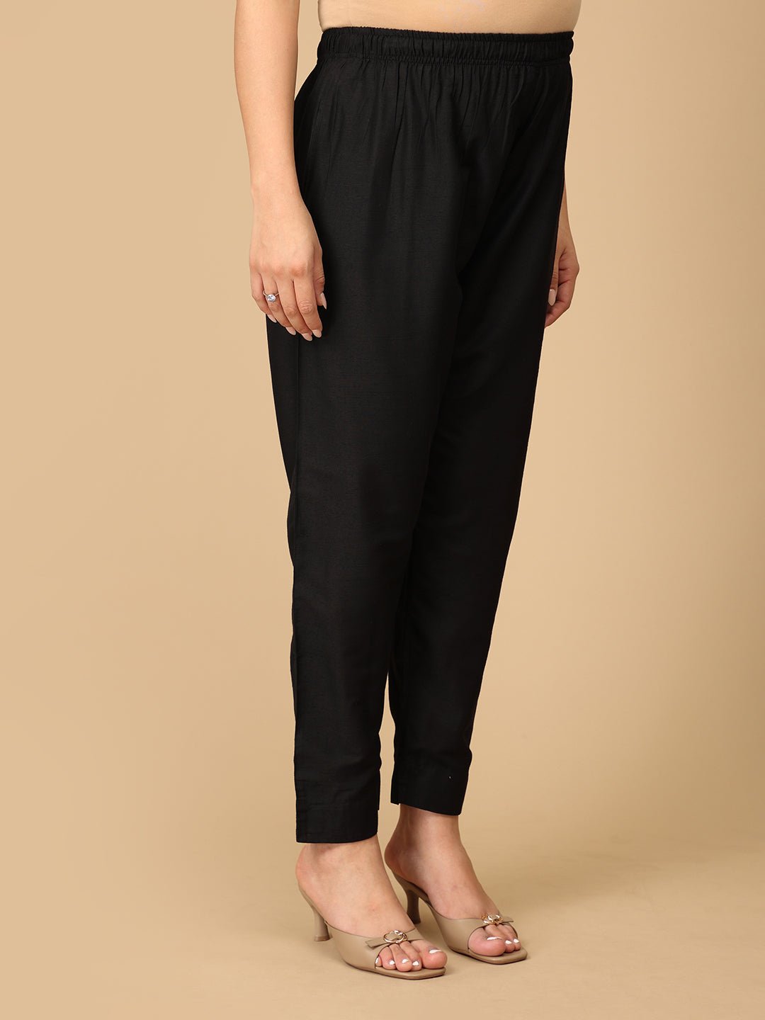 Black Silk Maternity Pants - MBS - SK - BLKSL - S