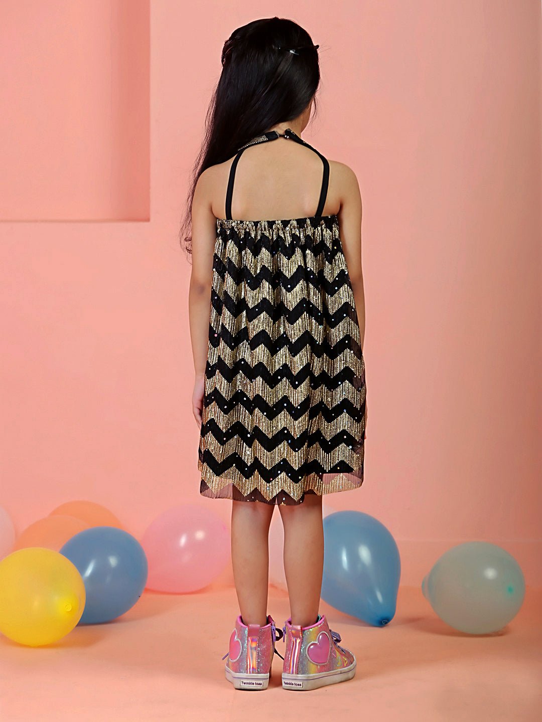 Black Splendor Girls Casual Dress