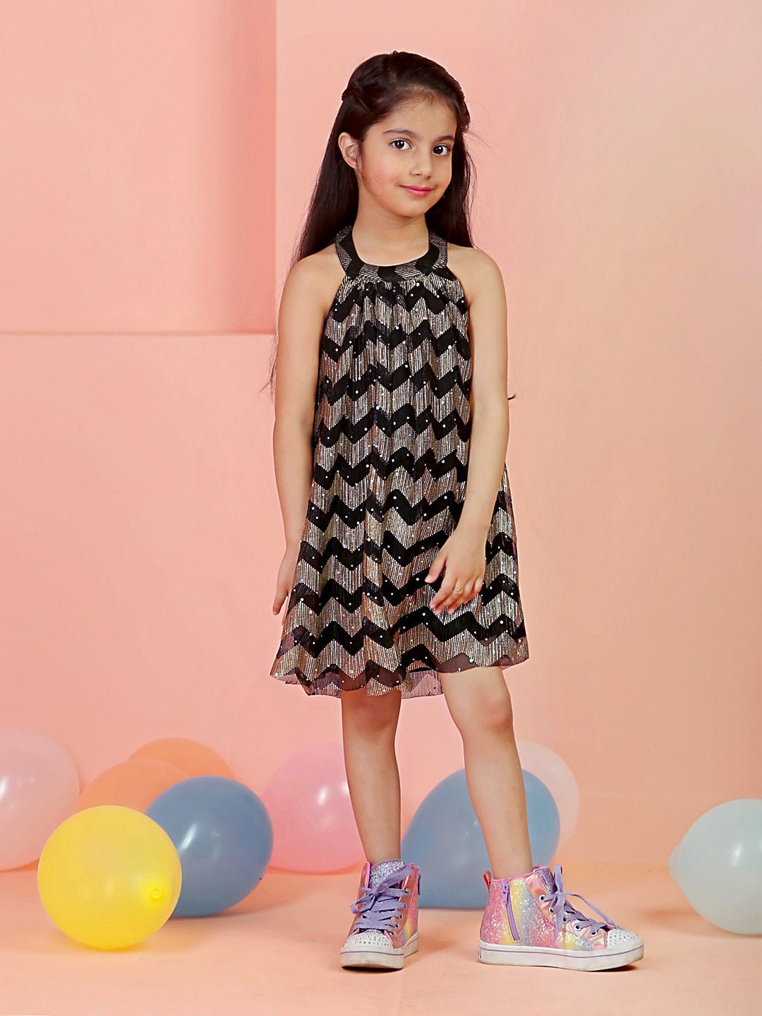 Black Splendor Girls Casual Dress