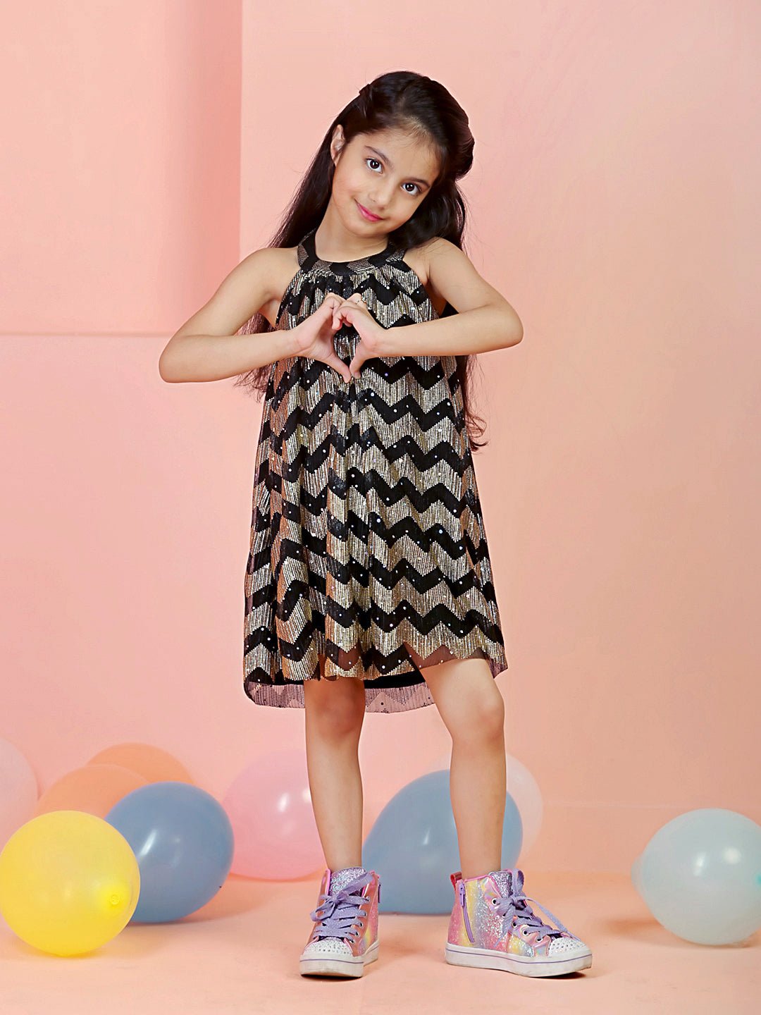 Black Splendor Girls Casual Dress